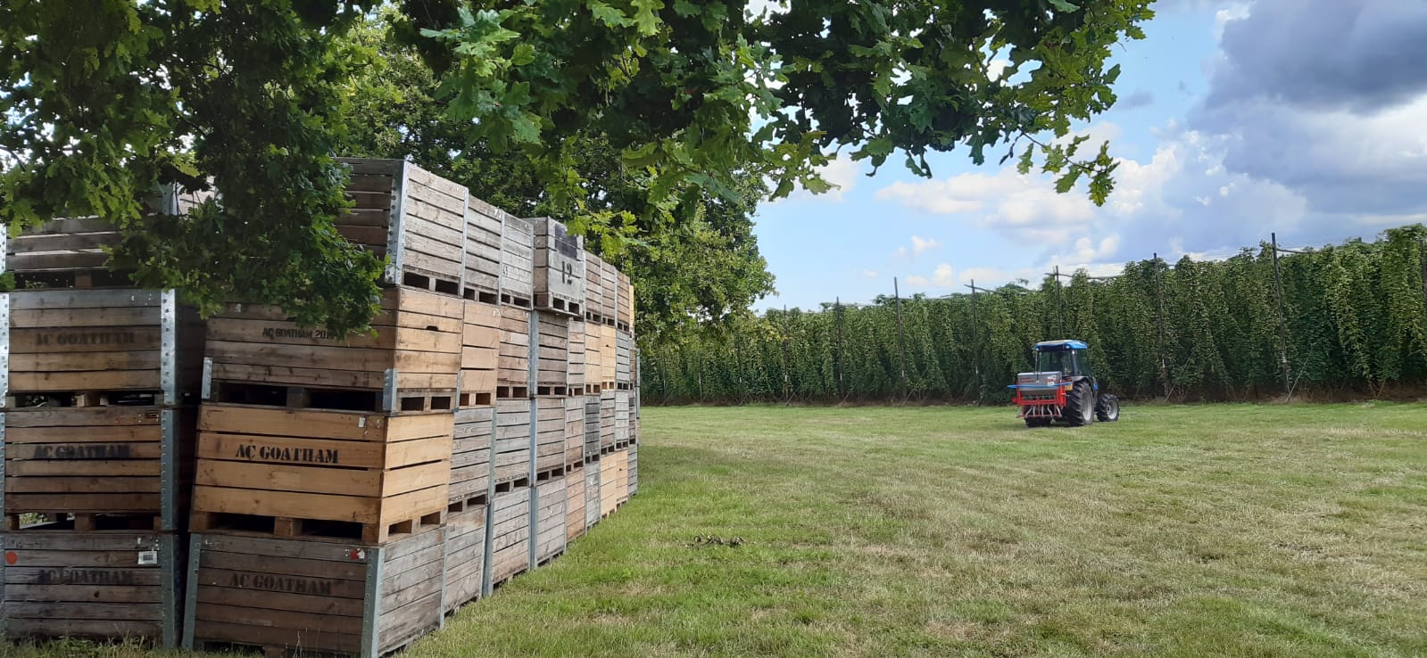 tractor and boxes